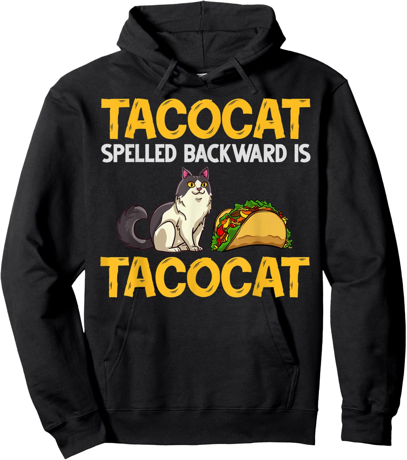 Tacocat Spelled Backwards Taco Cat Kitten Hoodie - Hoodie | Black
