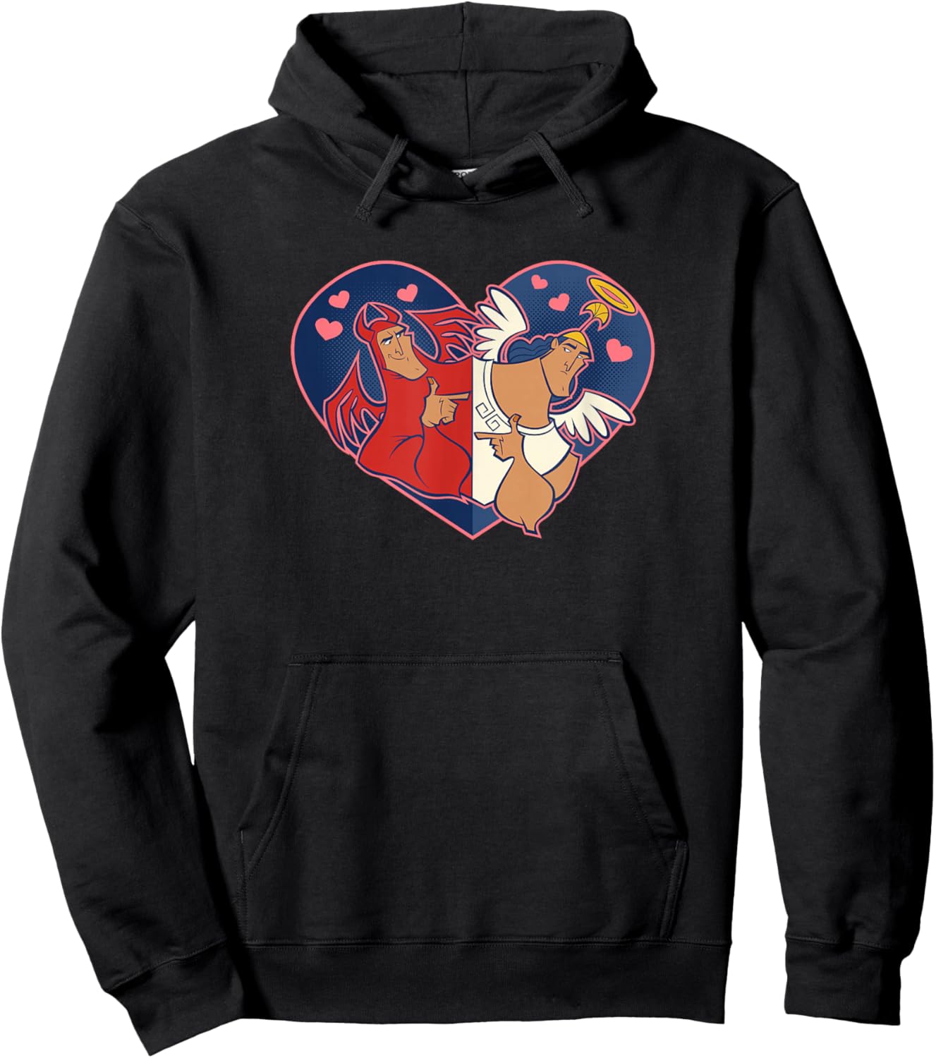 Disney Valentine's Emperor's New Groove Kronk Angel & Devil Small Hoodie - Hoodie | Black