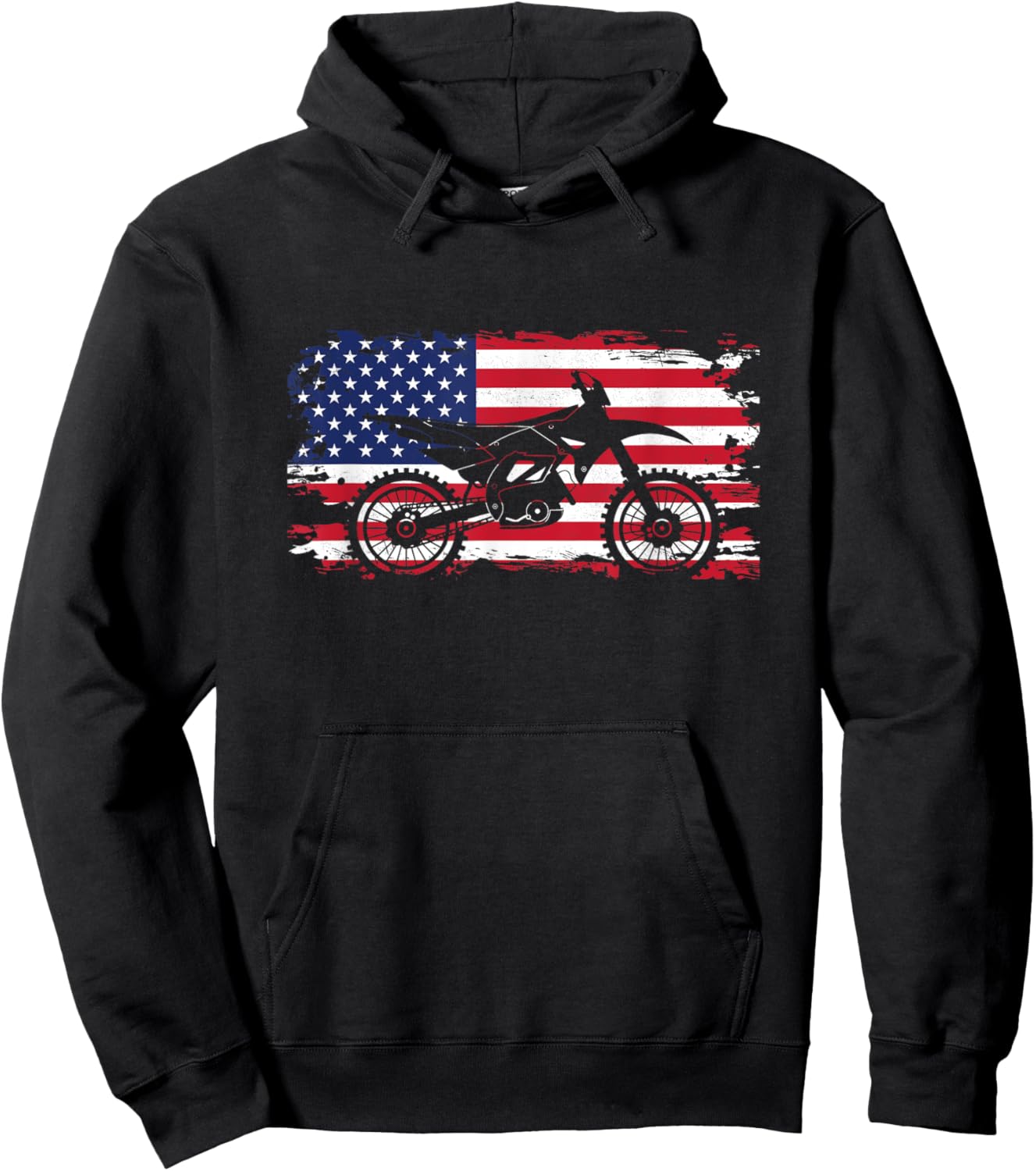 American Flag Motocross Apparel - Motocross Dirt Bike Hoodie - Hoodie | Black
