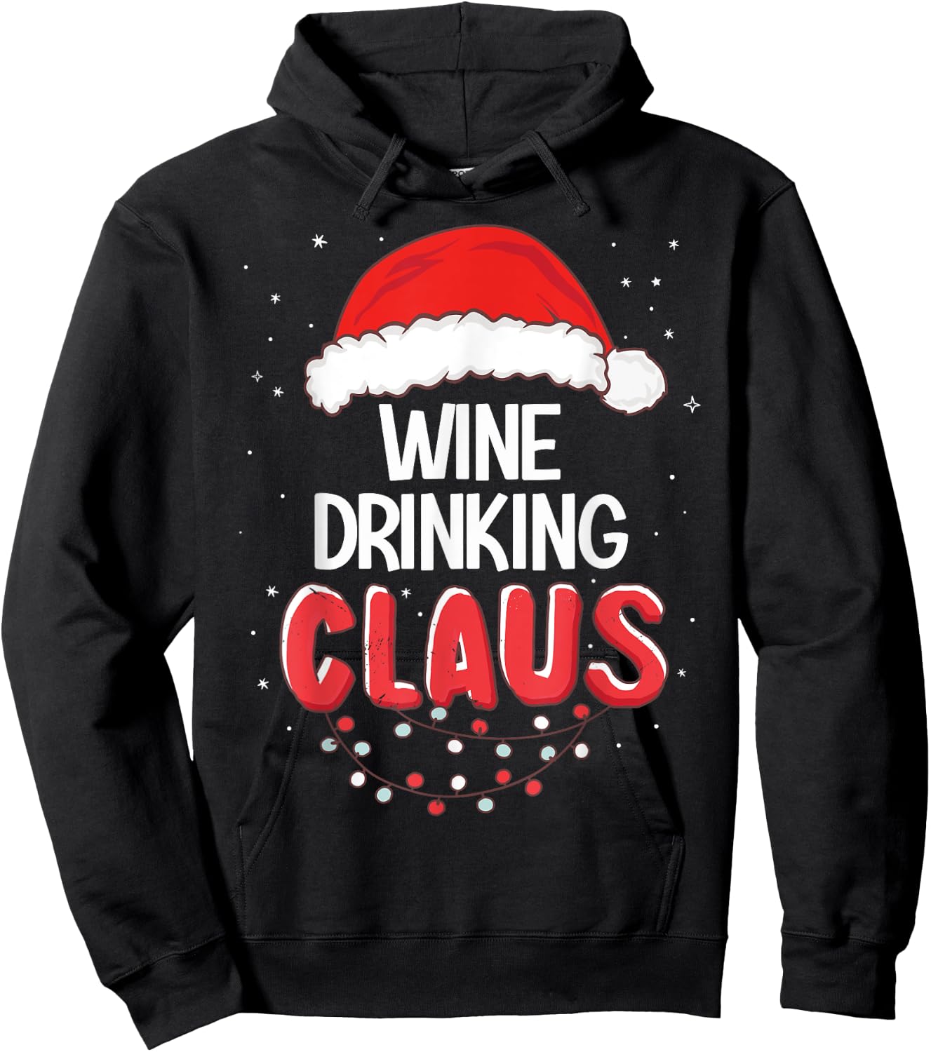 Wine Drinking Santa Claus Christmas Matching Costume Hoodie - Hoodie | Black