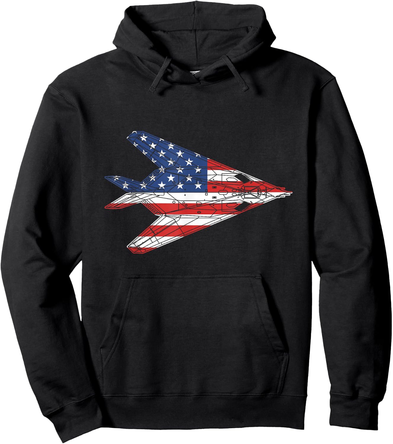 F-117 Stealth Nighthawk Aircraft American Flag F117 Hoodie - Hoodie | Black