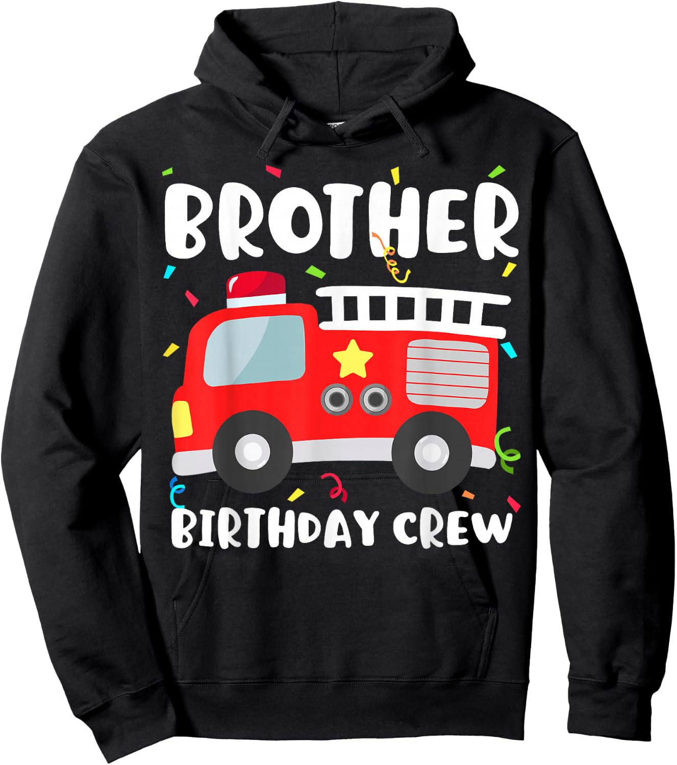 Brother Birthday Crew Fire Truck Party Firefighter Hoodie - Hoodie | Black