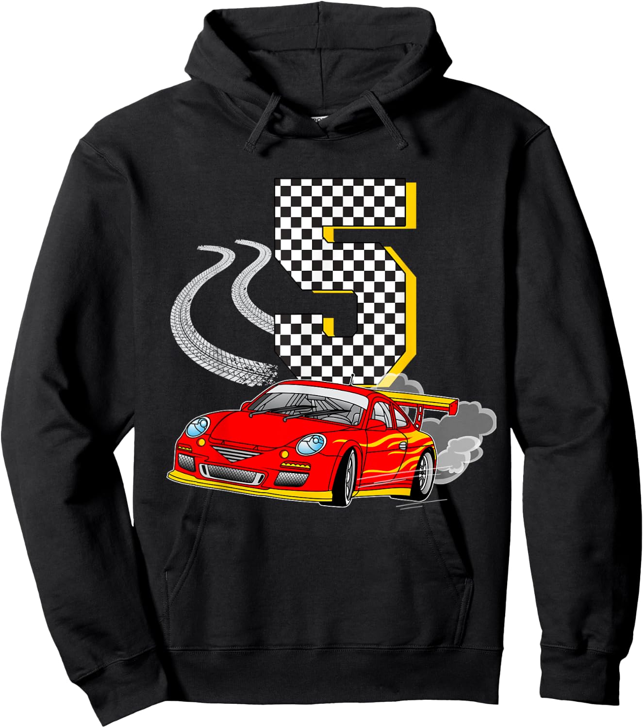 I am 5 Years Old Racing Car Boys Kids Crew 5th Birthday Race Hoodie - Hoodie | Black