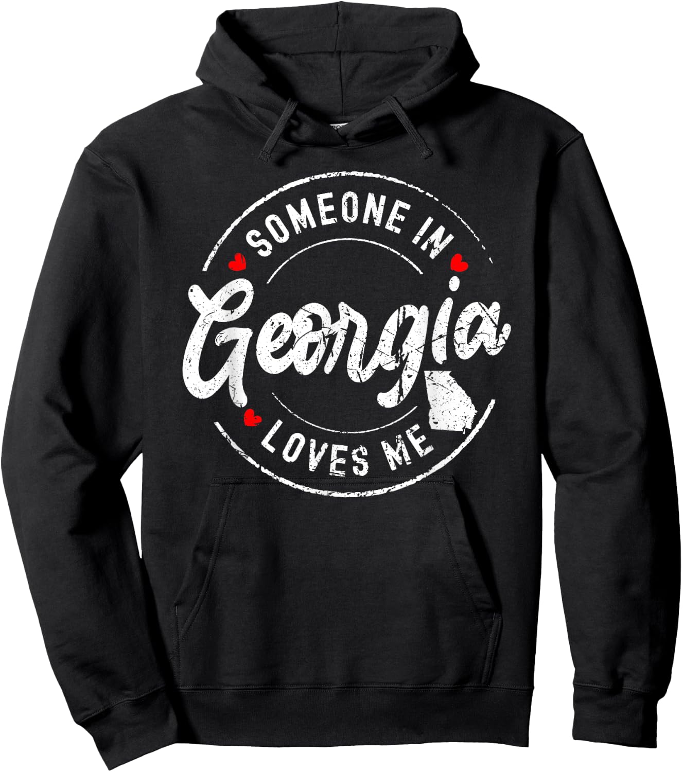 Someone in Georgia Loves Me Distressed Vintage Design Hoodie - Hoodie | Black
