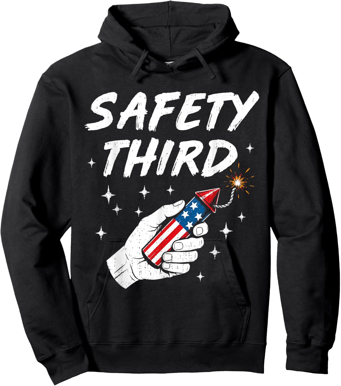 Safety Fireworks Firecracker Funny 4th of July Patriotic USA Hoodie - Hoodie | Black