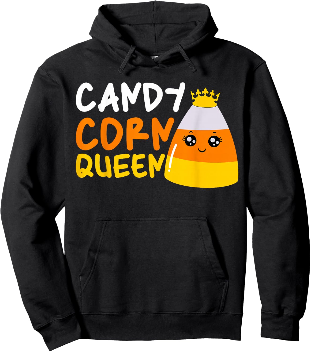 Candy Corn Queen Costume Halloween Cute Kawaii Crown Girls Hoodie - Hoodie | Black