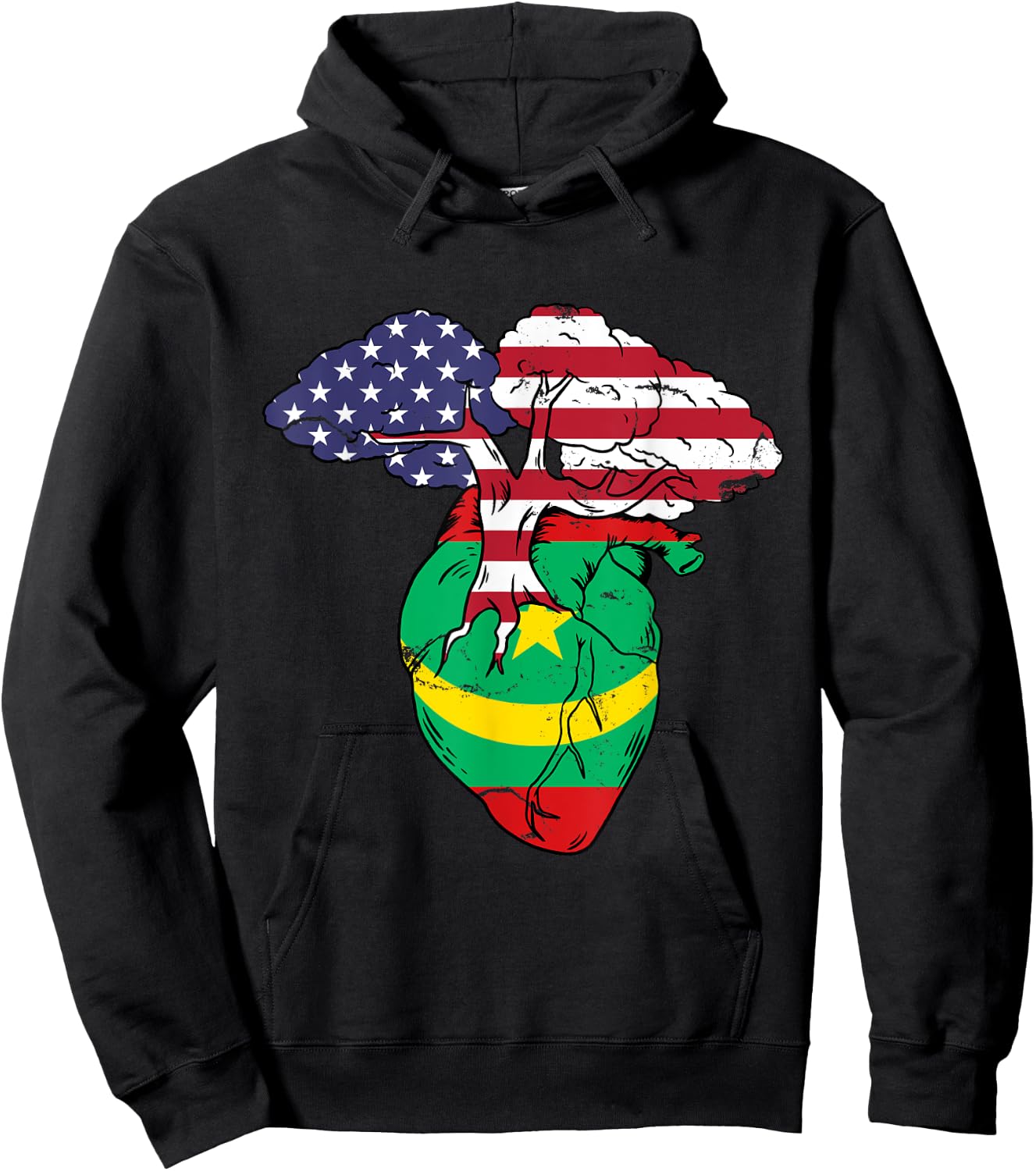 Mauritania Flag Mauritanian Mauritania Pride Heart Hoodie - Hoodie | Black
