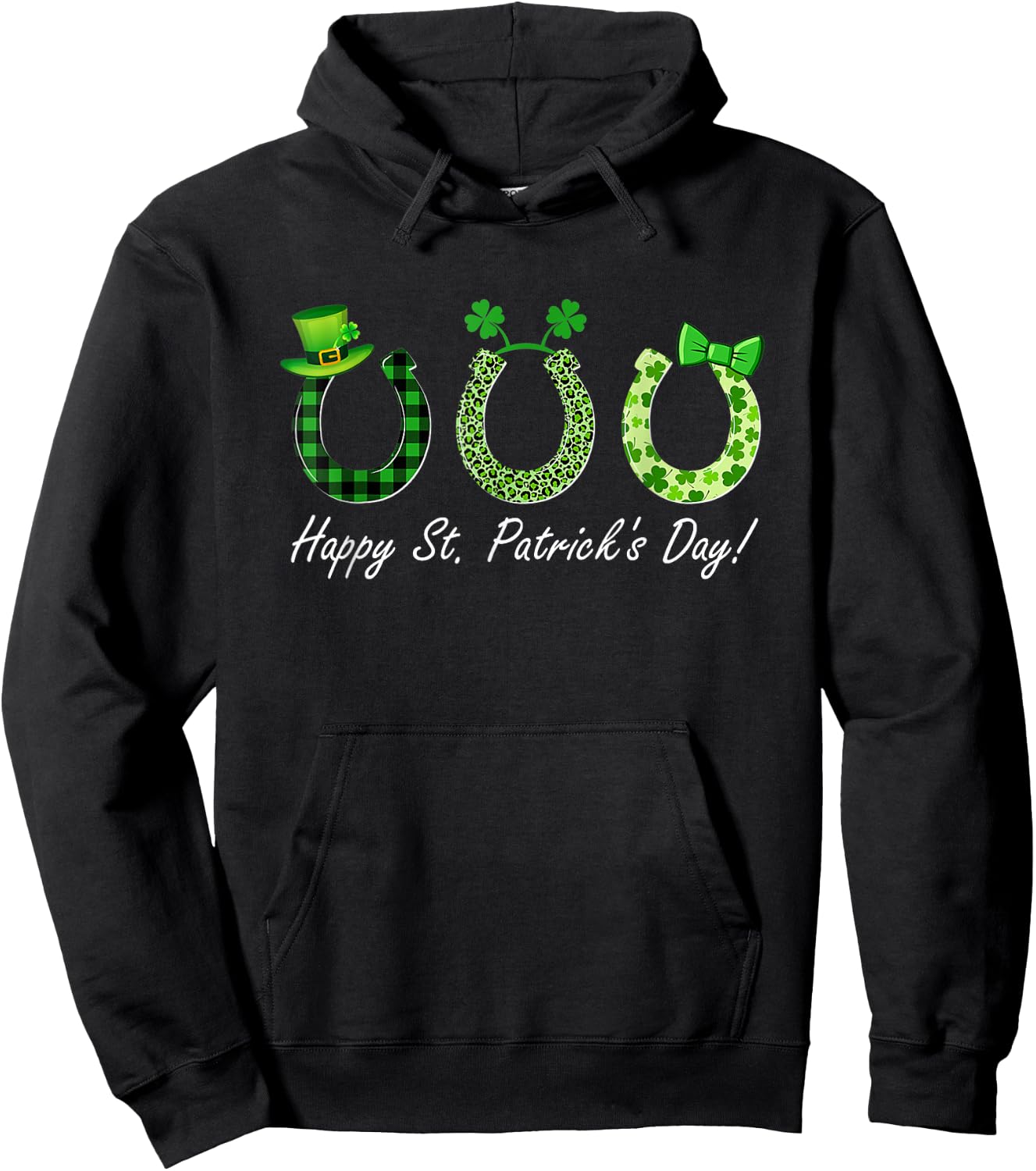 Leprechaun Horse Riding Animal Lover Farmer St Patrick's Day Hoodie - Hoodie | Black