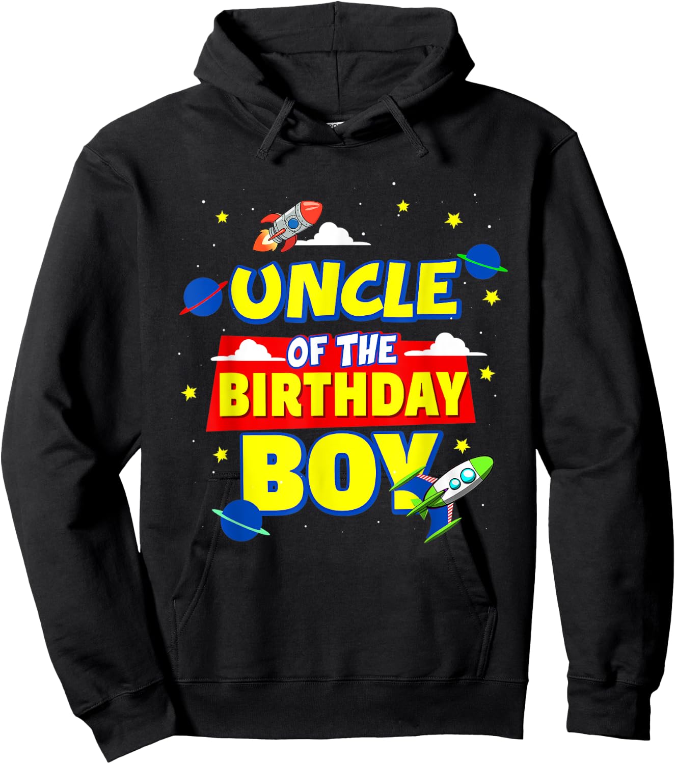 Uncle Of The Birthday Astronaut Boy Outer Space Theme Party Hoodie - Hoodie | Black