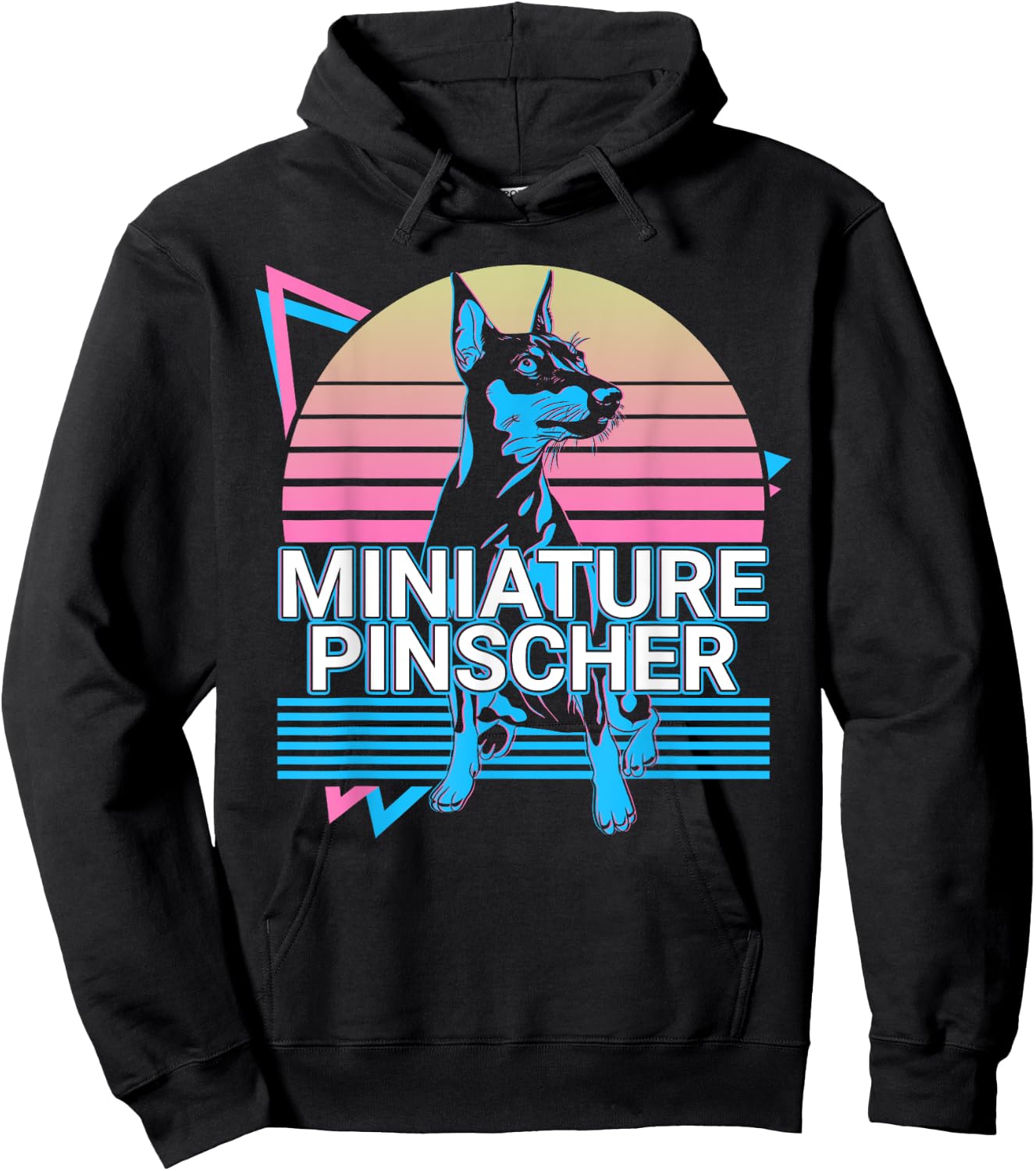 Miniature Pinscher Gifts Miniature Pinscher Retro Graphic Dog Fans Women's -Adults Classic Fit Black Short Sleeve Cotton Polyester Hoodie - Hoodie | Black