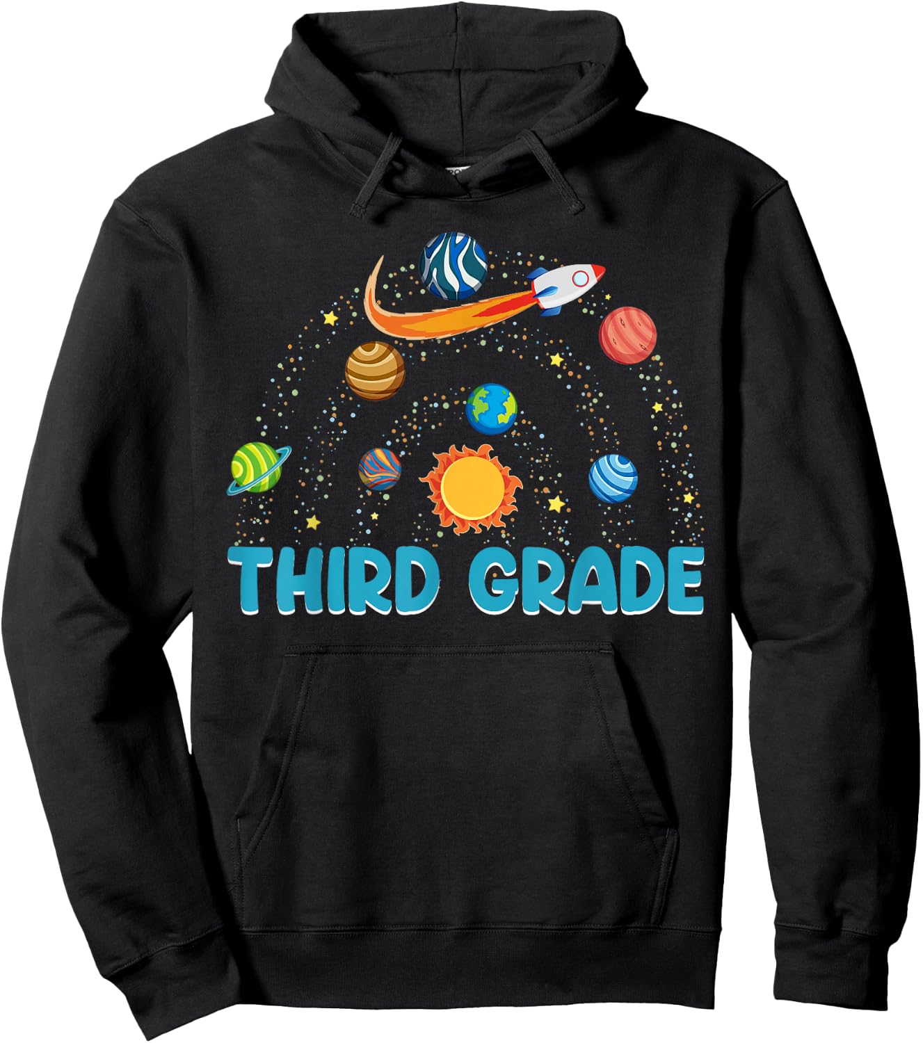 Third Grade Outer Space Solar System Planet Rainbow Hoodie - Hoodie | Black