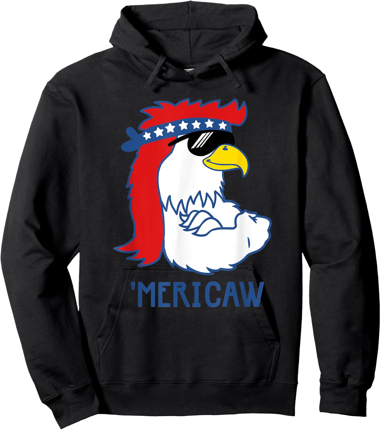 Trendy 'Mericaw Cool Muscle Eagle Hoodie - Hoodie | Black