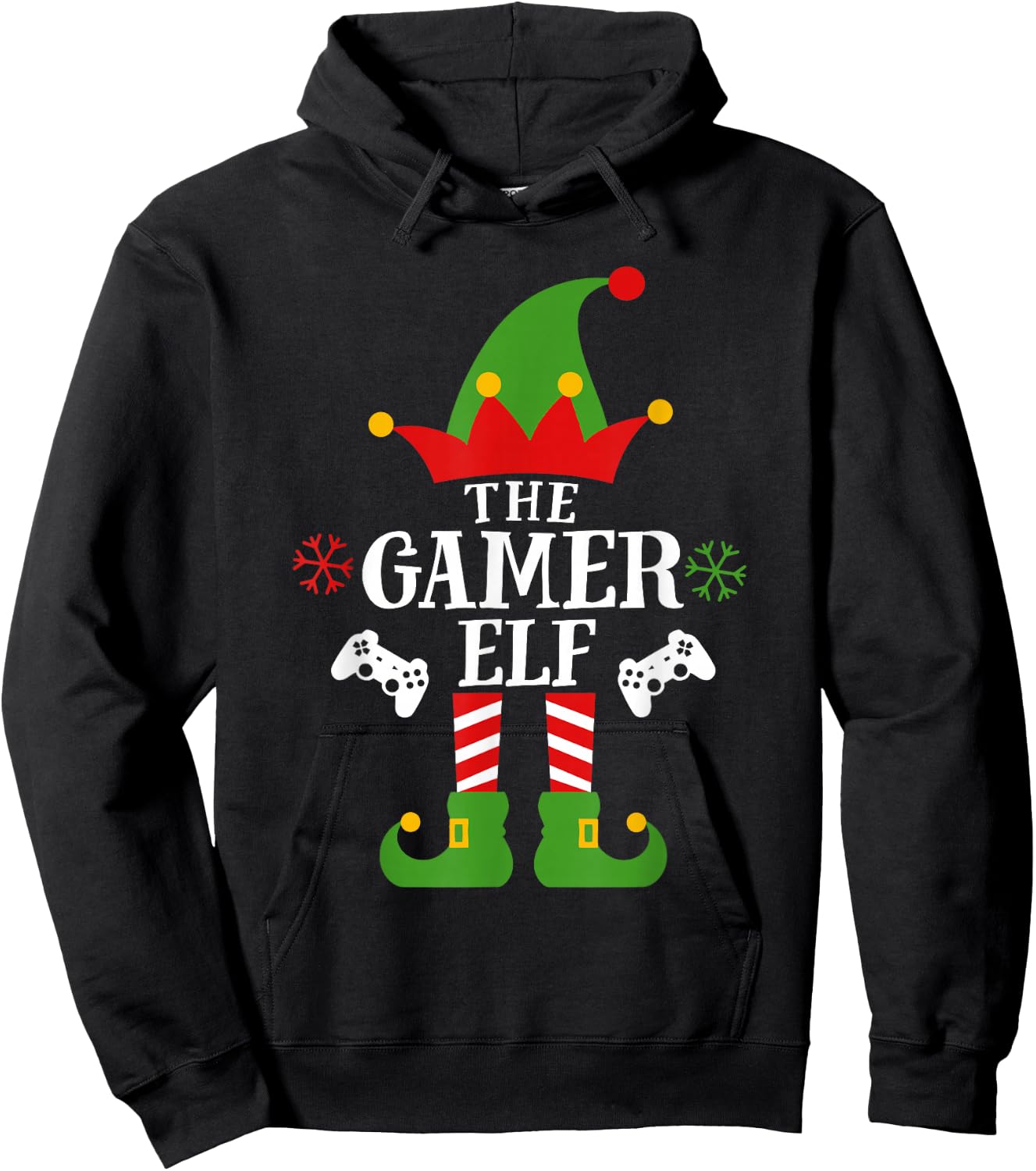 Gamer Elf Matching Video Game Christmas Pajama For Boys Kids Hoodie - Hoodie | Black