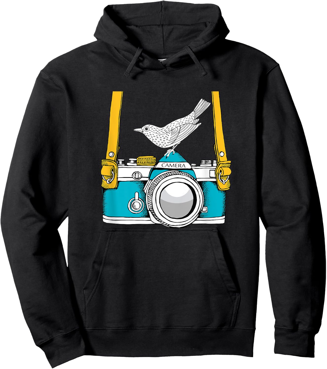 Bird on a Vintage Camera a Bird Photographer Hoodie - Hoodie | Black