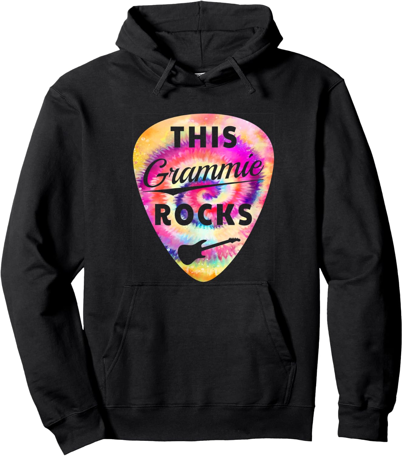 Personalized This Grammie Rocks - Fun Tie Dye Guitar Pick Hoodie - Hoodie | Black