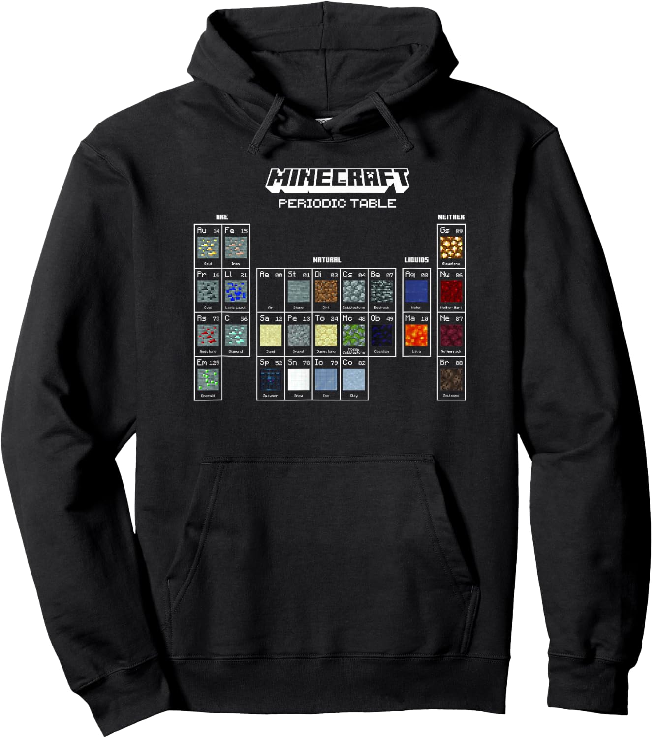 Minecraft Periodic Table Of Blocks Hoodie - Hoodie | Black