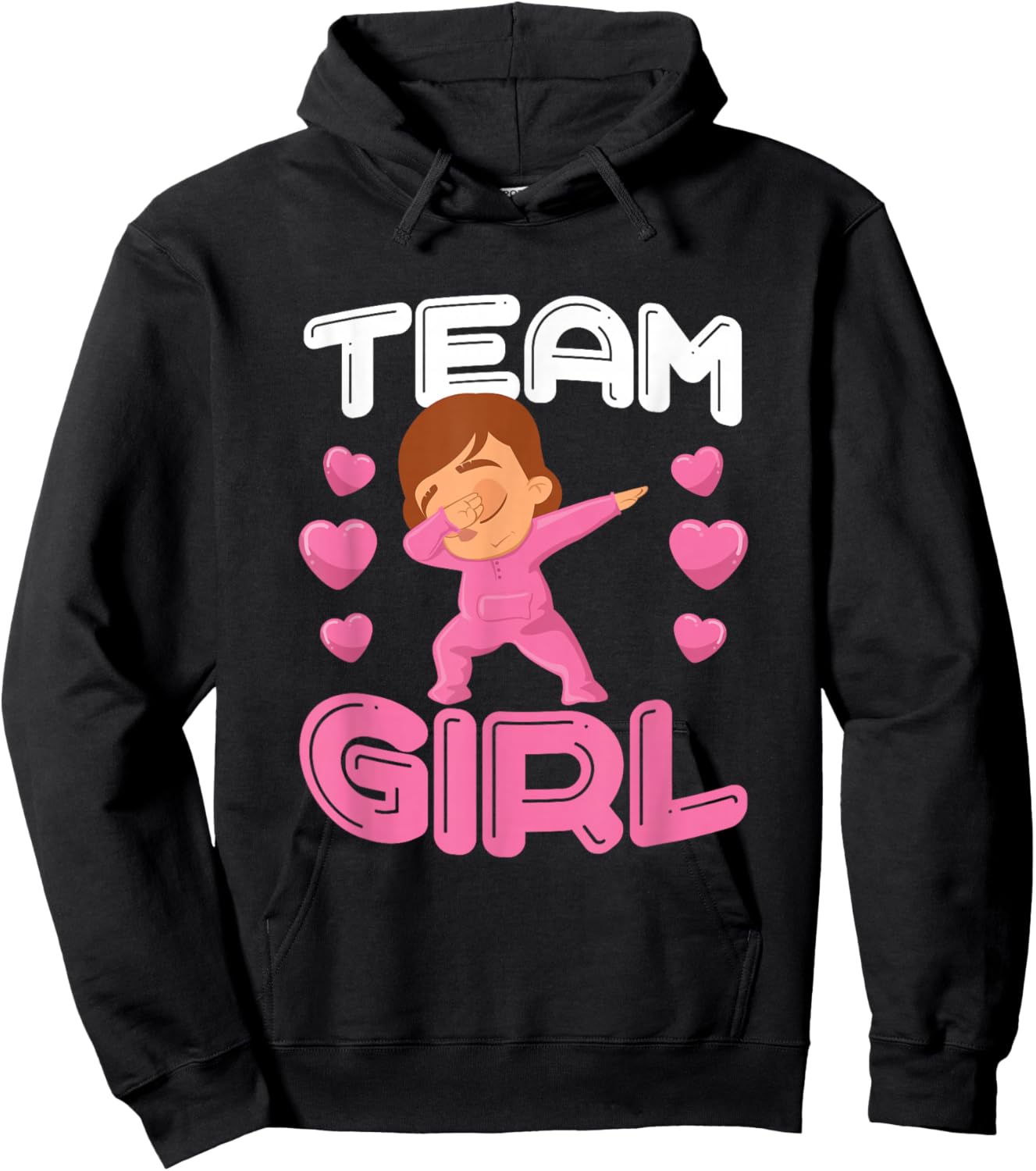 Cute Team Girl Gender Reveal Dabbing White Baby It's A Girl Hoodie - Hoodie | Black