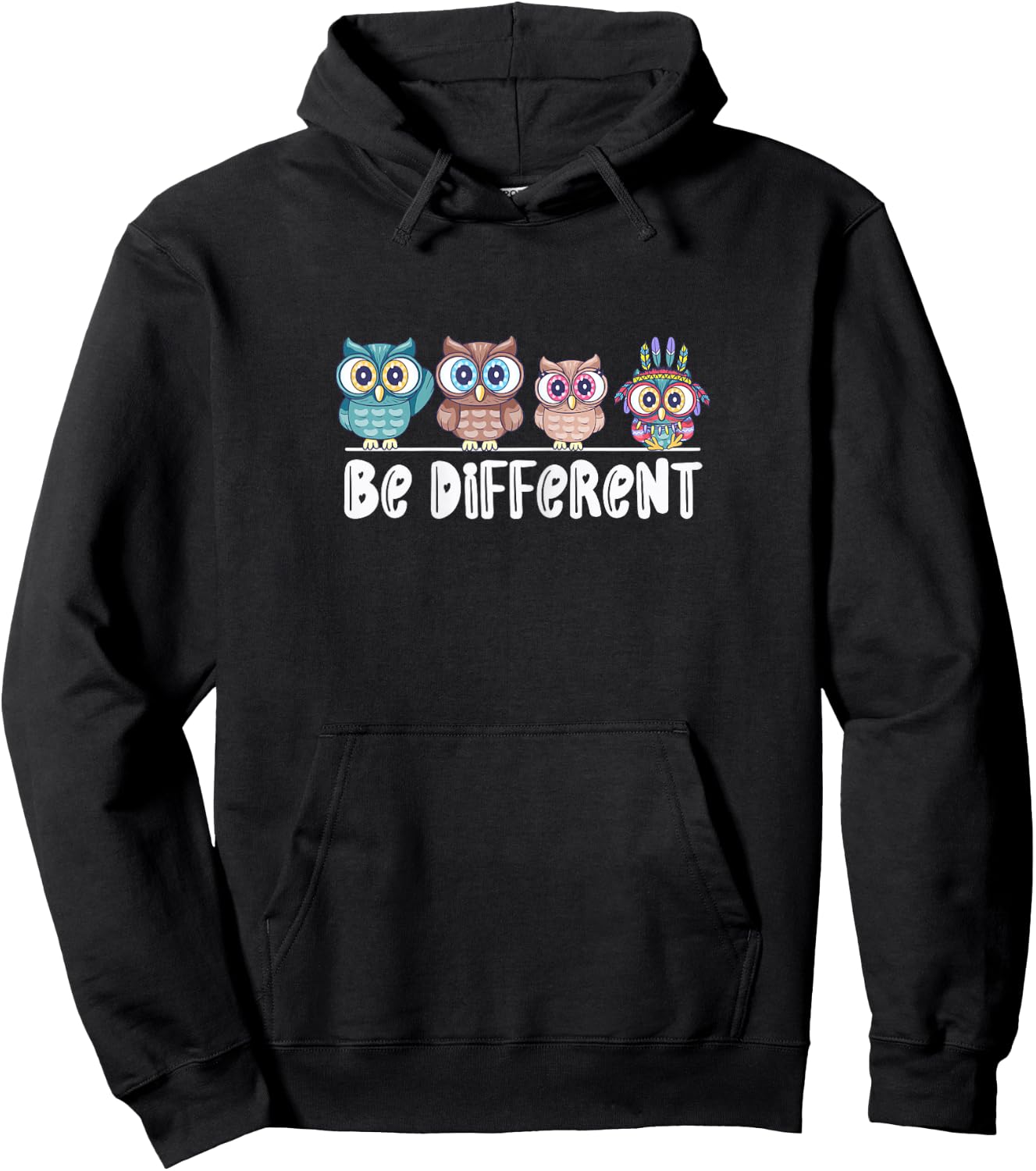 Cute owl, owl be different, be yourself, owlways, be different Hoodie - Hoodie | Black