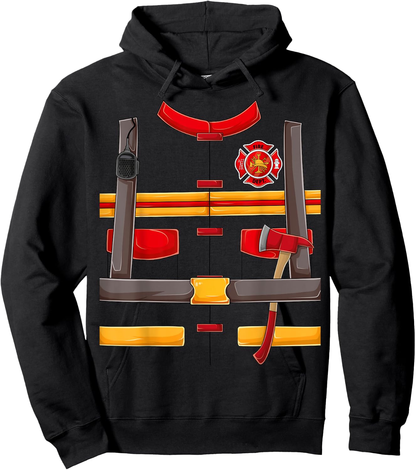 Firefighter Fireman Halloween Costume for Boys kids men DIY Hoodie - Hoodie | Black