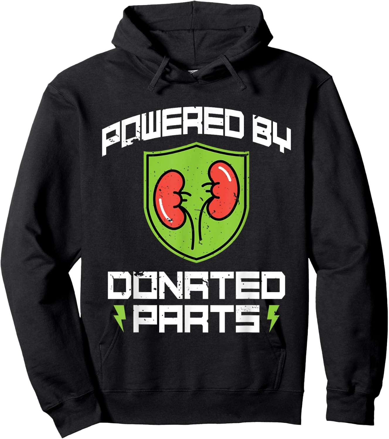 Powered By Donated Parts - Organ Transplant Kidney Surgery Hoodie - Hoodie | Black
