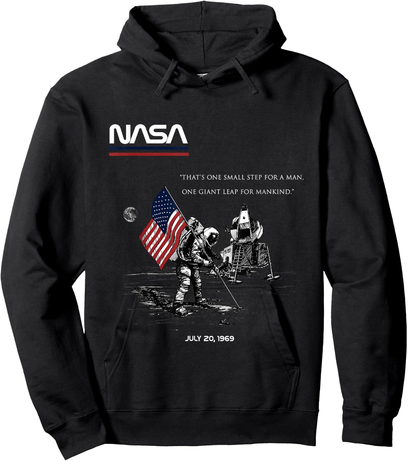 NASA Apollo 11 Mission first Moon landing July 20,1969 Retro Hoodie - Hoodie | Black