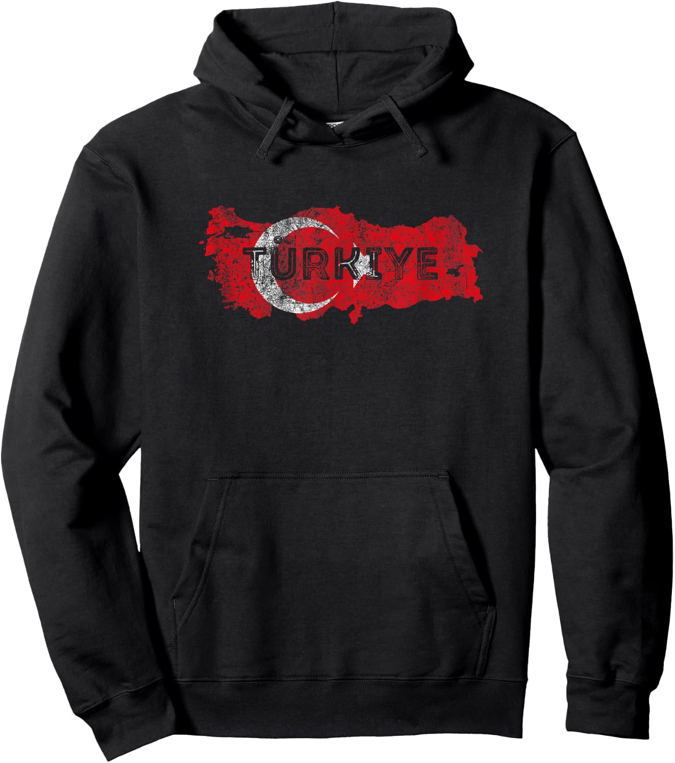 Turkish Map and Flag Souvenir - Distressed Turkiye Hoodie - Hoodie | Black