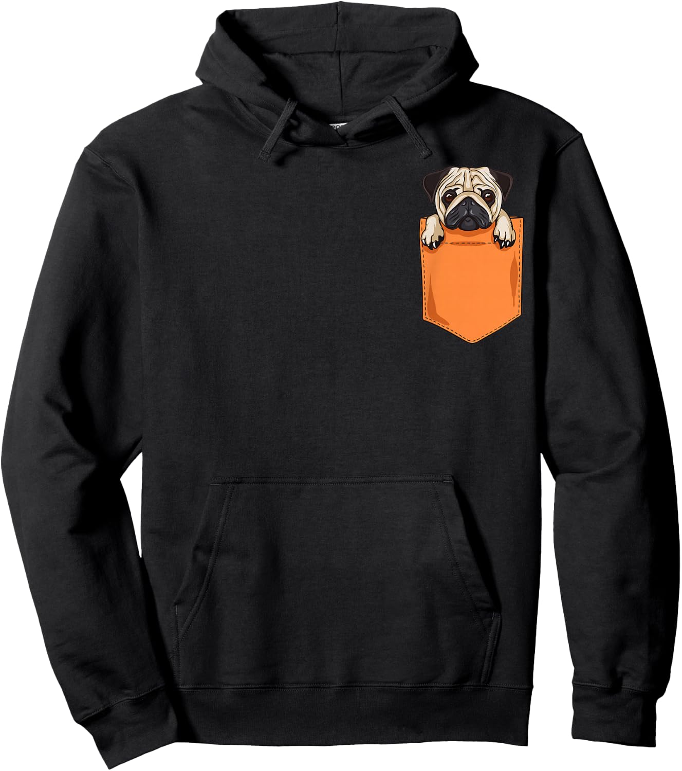 Cute Pug in Pocket Kawaii Gift Kids, Youth Graphic Hoodie - Hoodie | Black