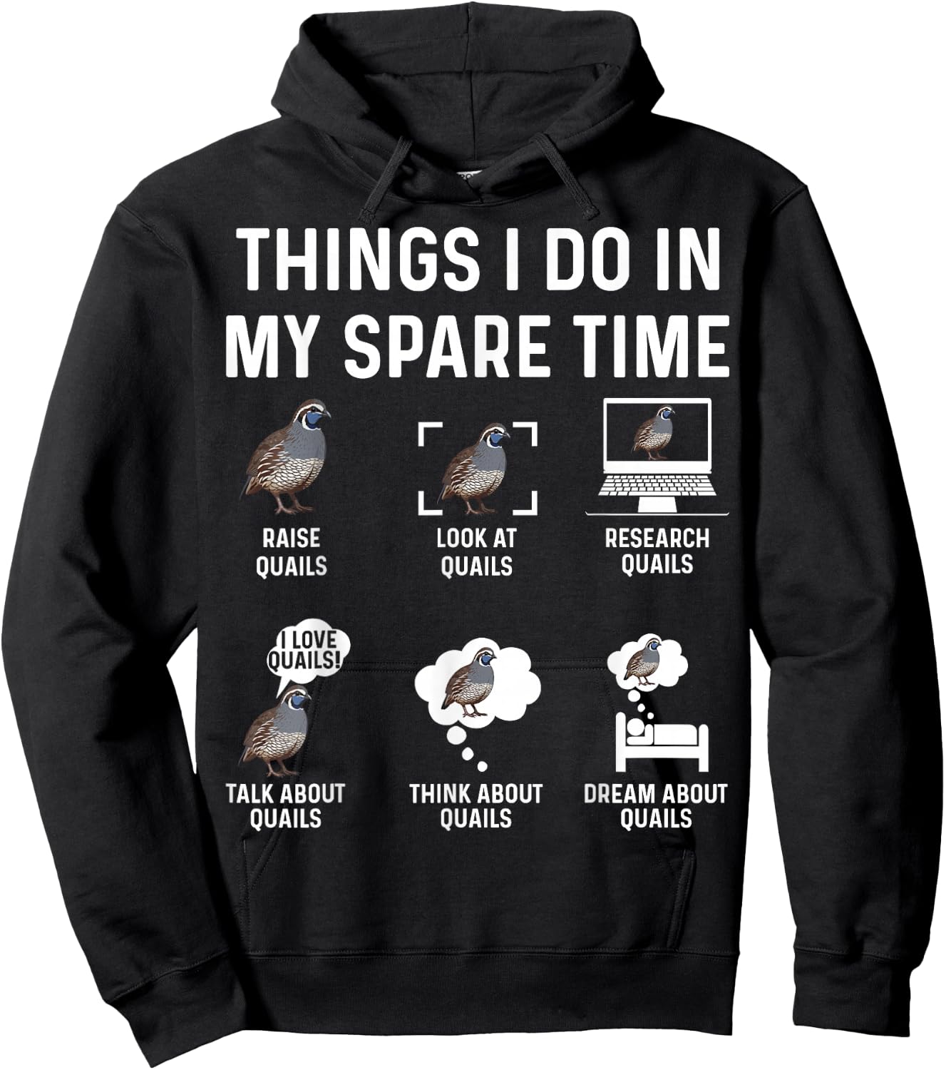 Things I Do in My Spare Time Quail Farm Lover Design Hoodie - Hoodie | Black