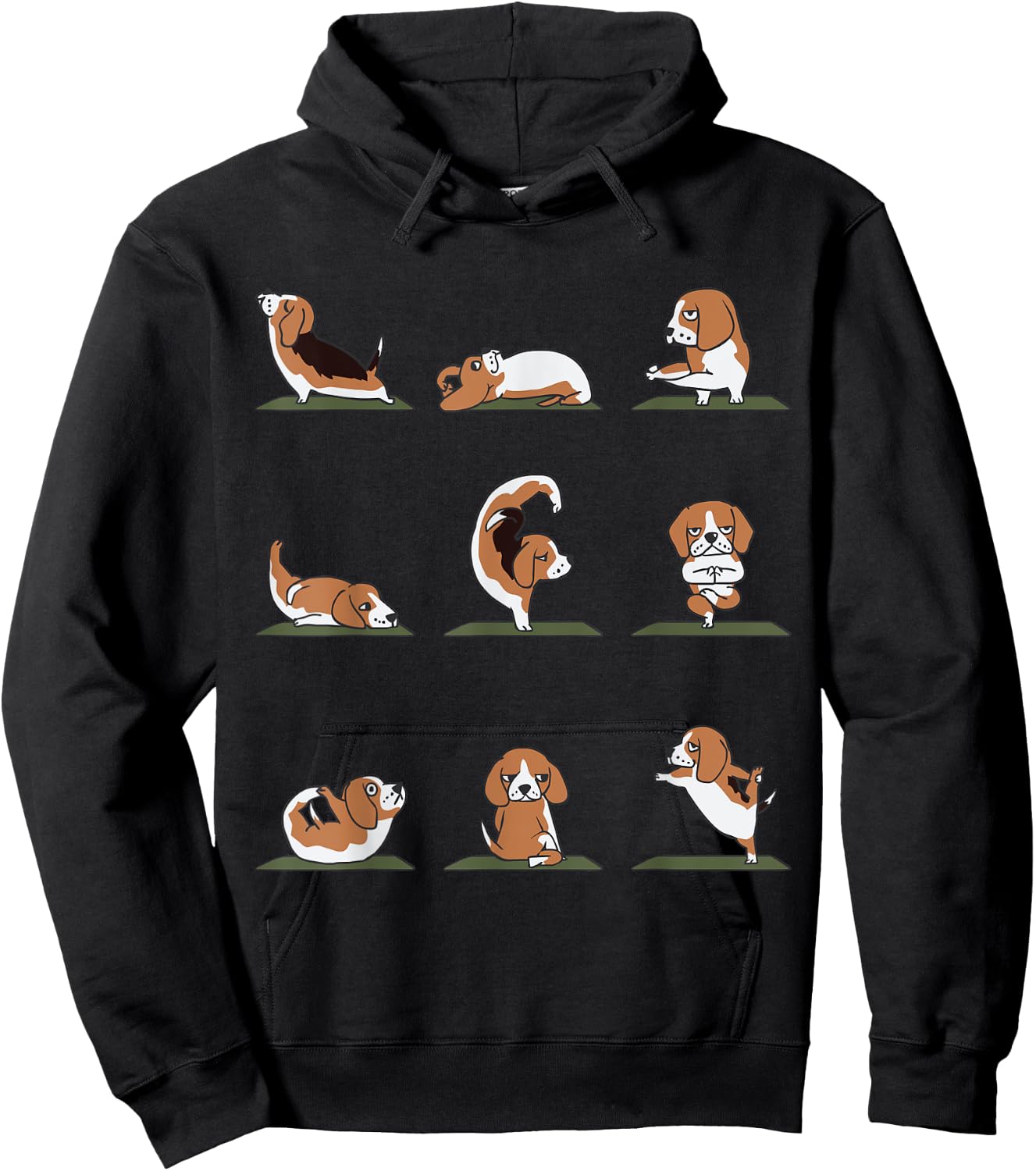 Beagle Yoga Asana Pose and Meditation by Huebucket Hoodie - Hoodie | Black