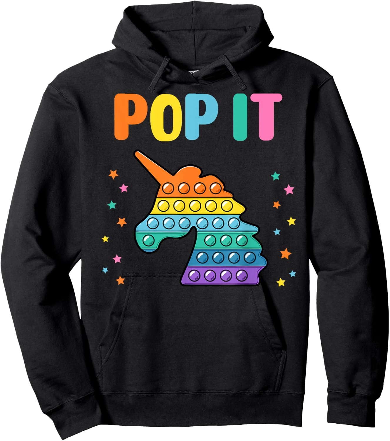 Pop It for toddler kids child - Pop It Unicorn Rainbow Hoodie - Hoodie | Black