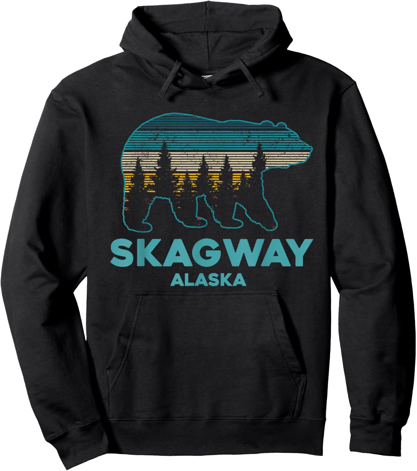 Skagway Alaska Grizzly Bear Souvenir Hoodie - Hoodie | Black