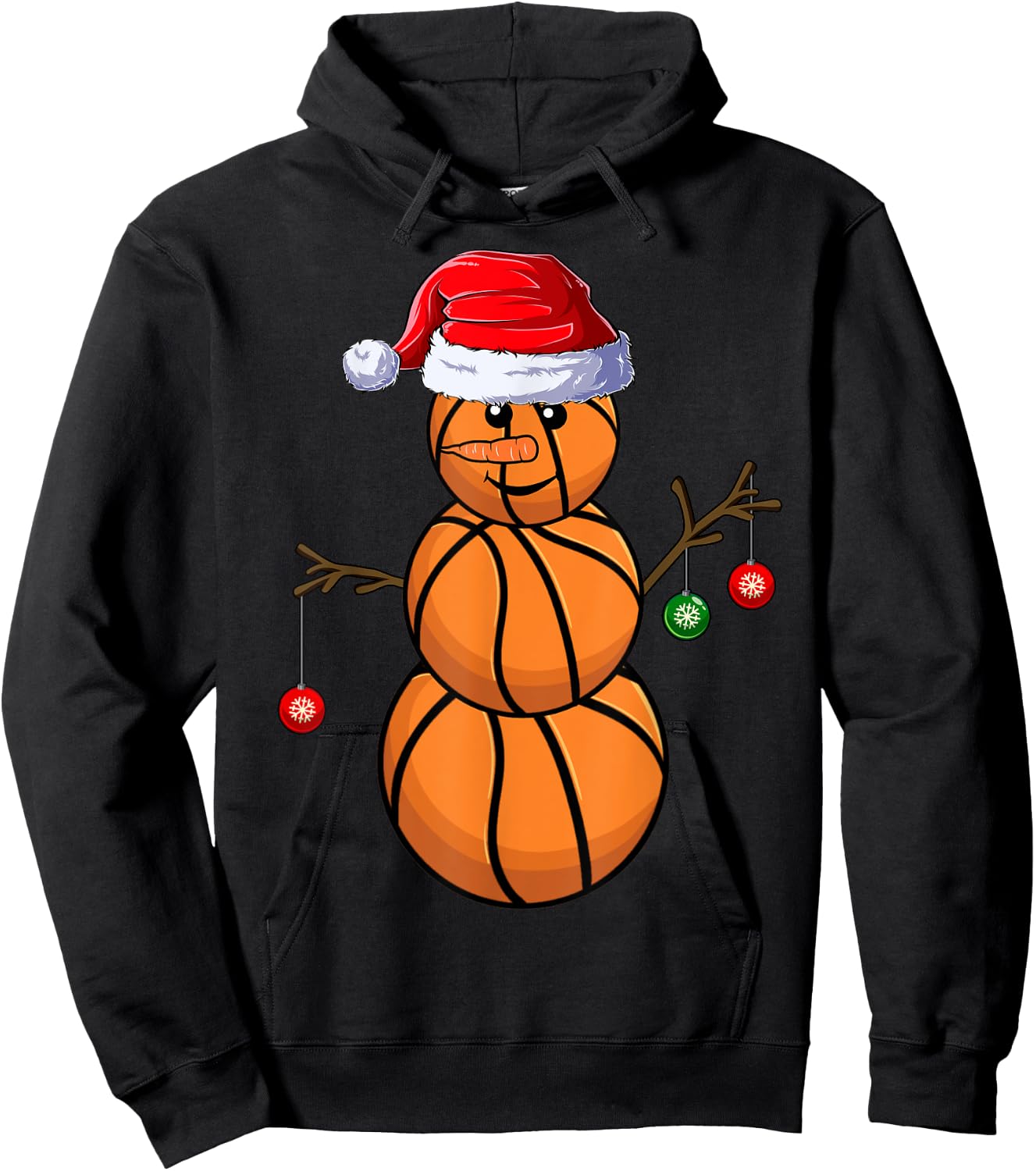 Basketball Snowman Balls Christmas Pajama Boys Kid Hoodie - Hoodie | Black
