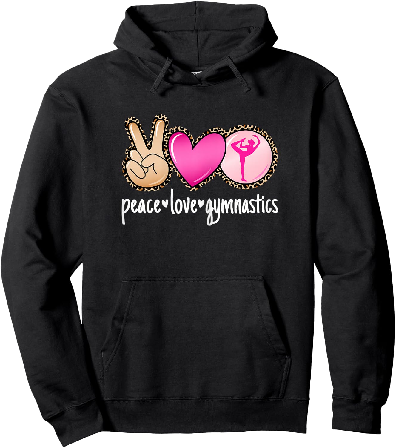 Peace Love Gymnastics Tumbling Cute Women Girls Gymnast Hoodie - Hoodie | Black