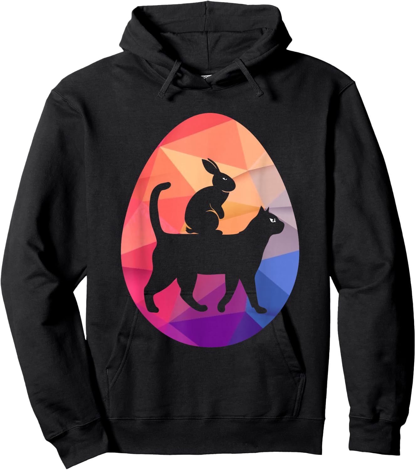 Vintage Retro Bunny Riding Cat Easter Egg Hunt Men Women Kid Hoodie - Hoodie | Black