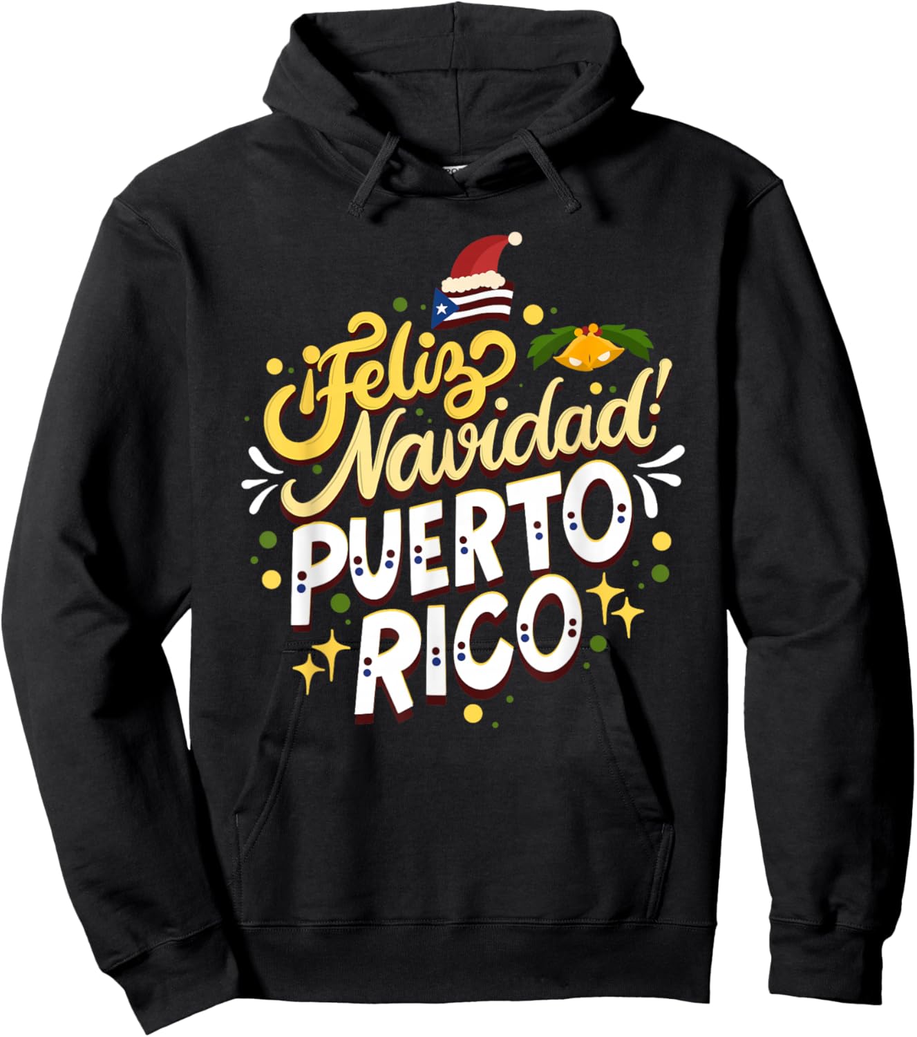 Feliz Navidad Puerto Rico - Christmas Wishes From Boricua Hoodie - Hoodie | Black