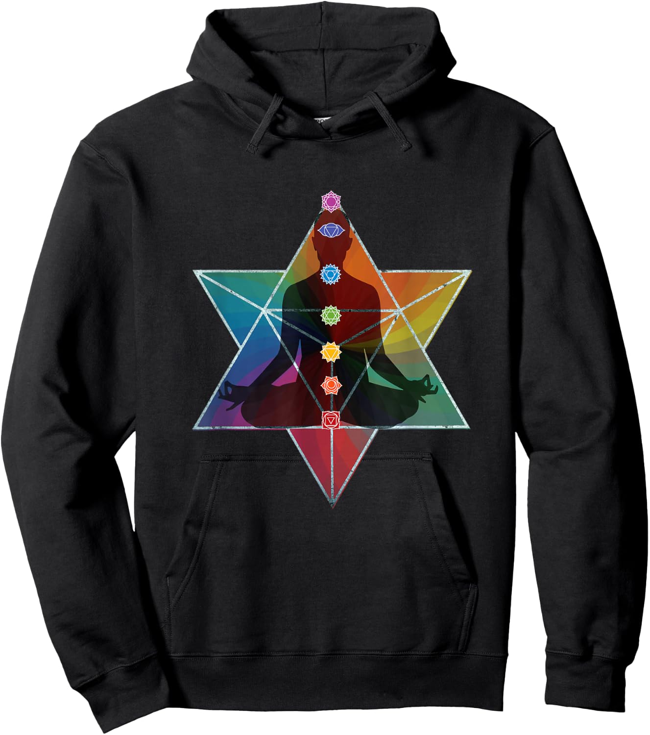 Sacred Geometry Merkaba Activation Chakra Meditation Hoodie - Hoodie | Black