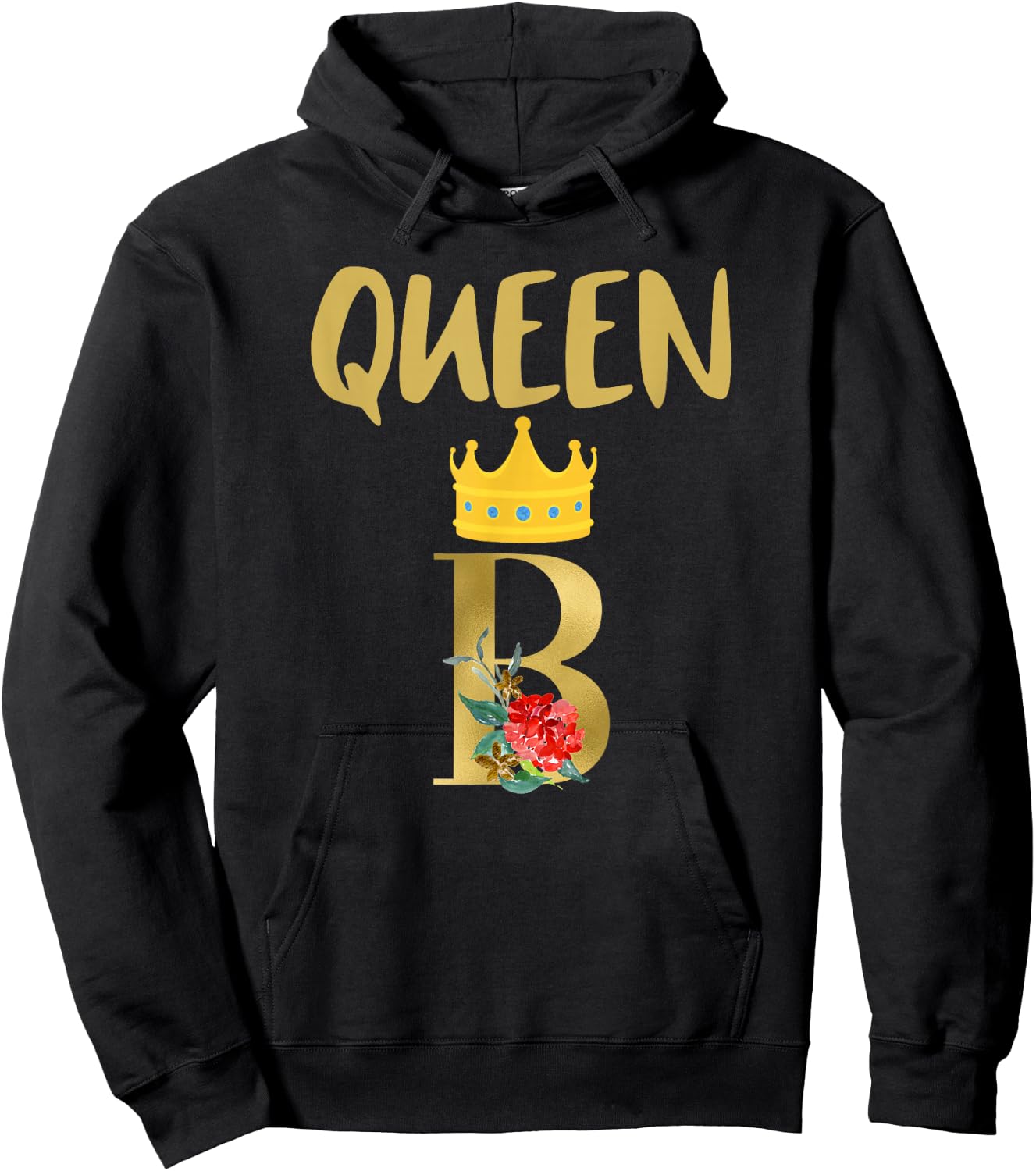 Queen B Diva, floral, crown Hoodie - Hoodie | Black