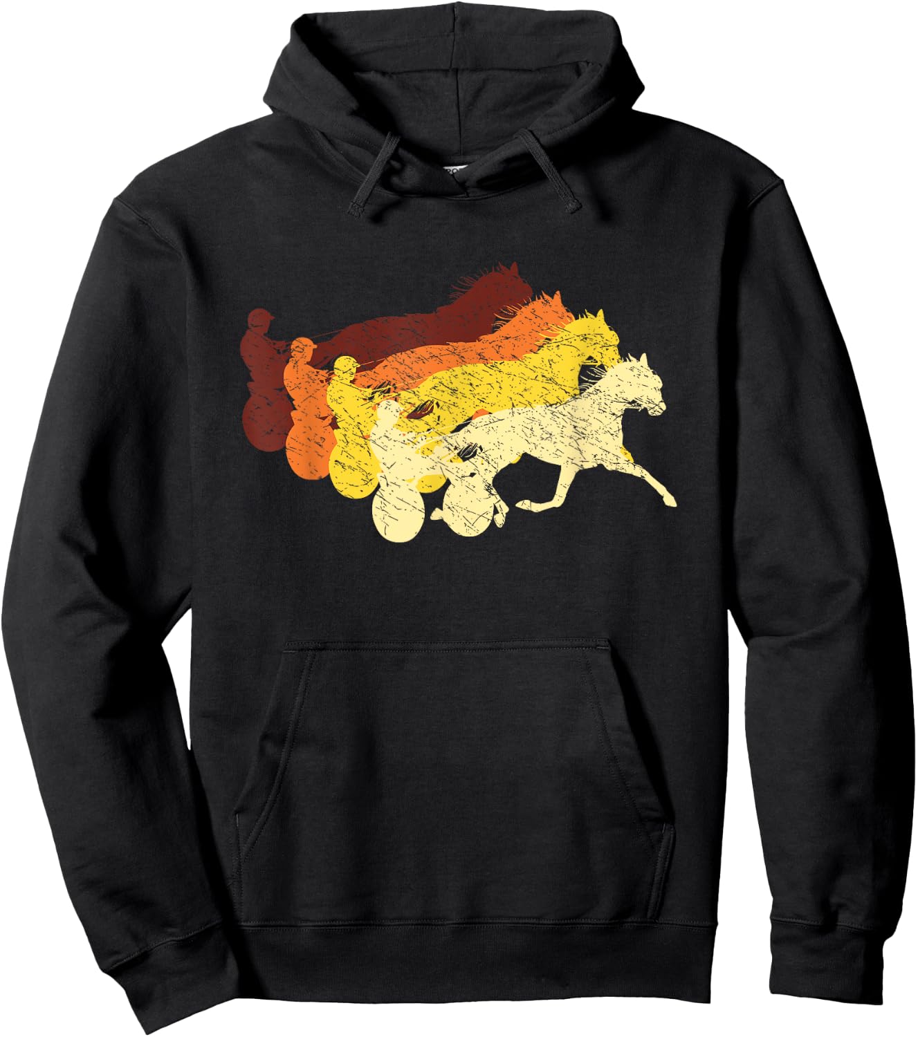 Retro Harness Racing Horse Racing Trotting Harness Racer Hoodie - Hoodie | Black