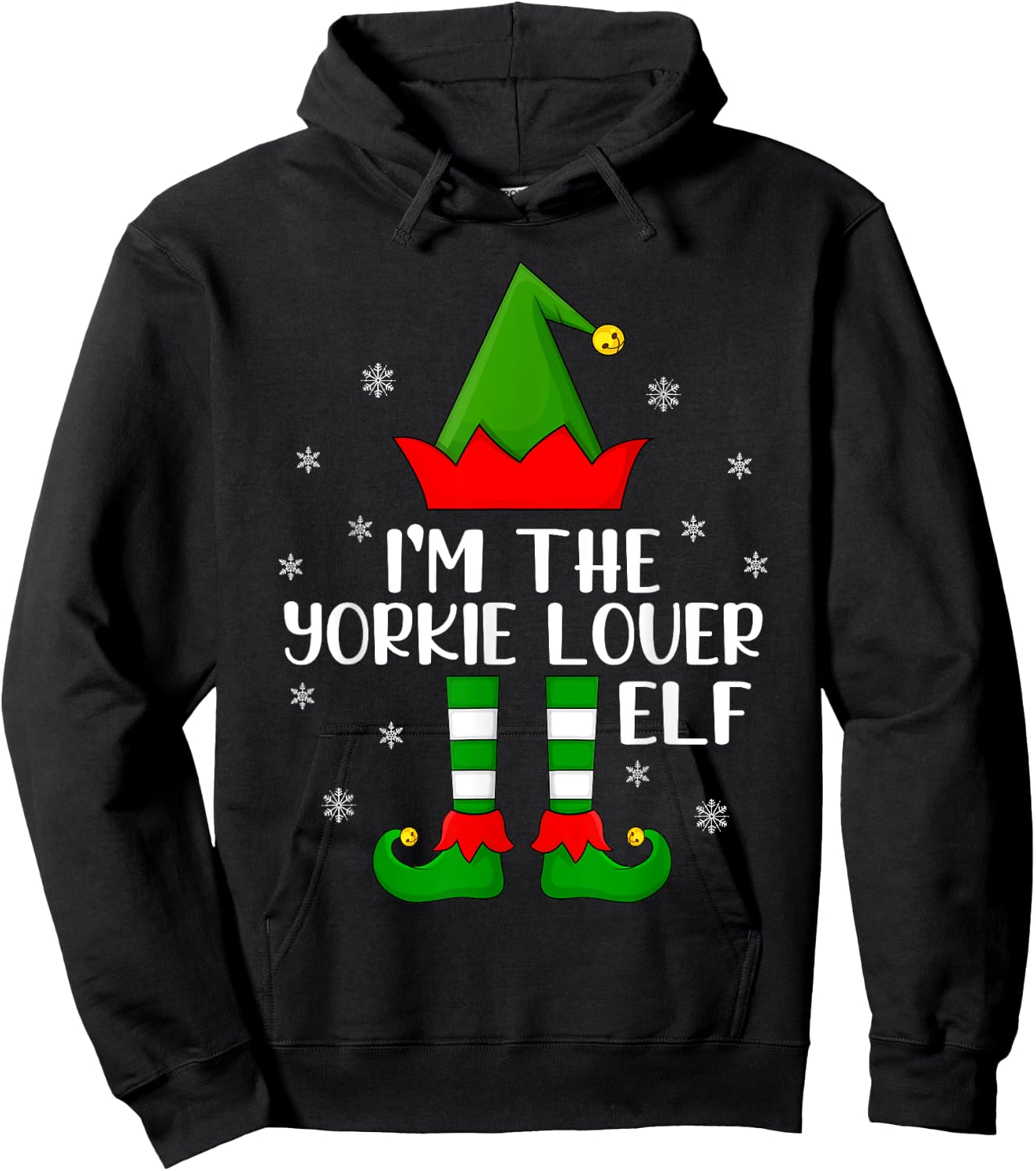 Matching Family Funny I'm The Yorkie Lover Elf Christmas Hoodie - Hoodie | Black