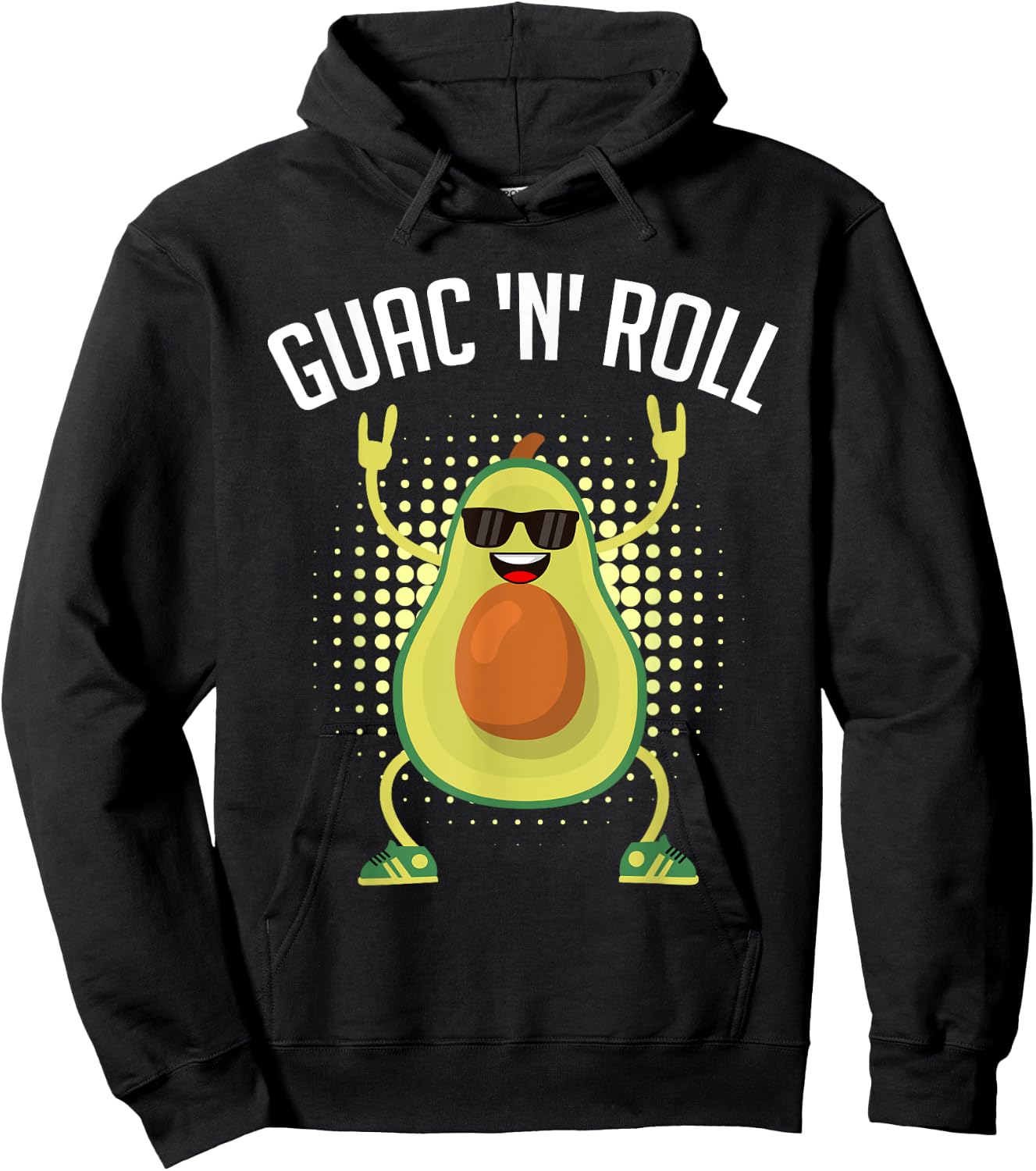 Funny Vegan Design Guac n Roll Rocker Guacamole Hoodie - Hoodie | Black