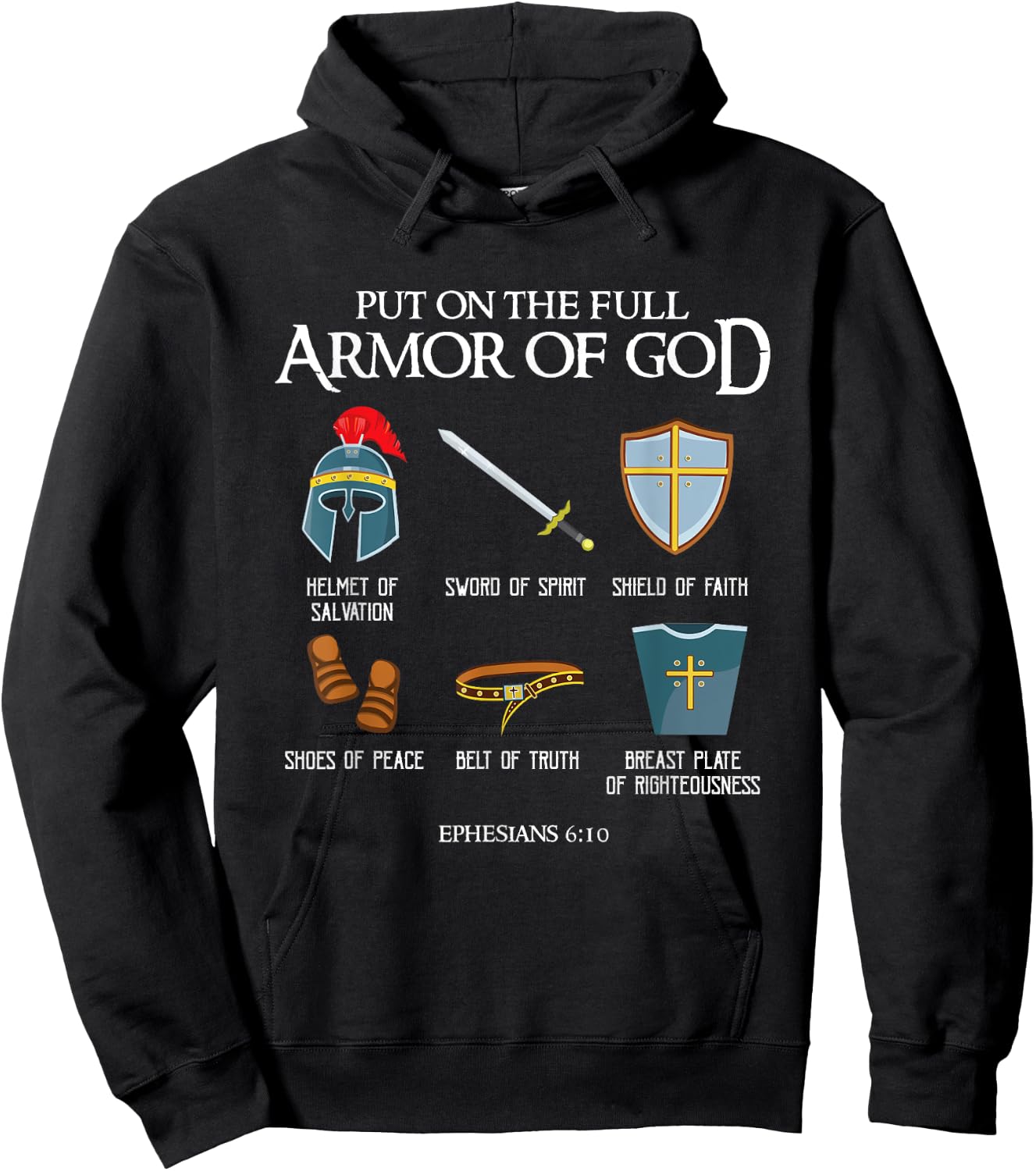 Put On The Full Armor Of God Christian Bible Verse Ephesians Hoodie - Hoodie | Black