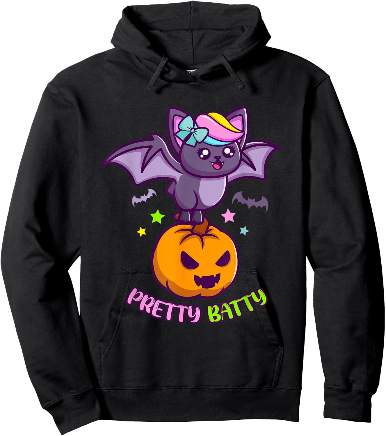 Funny Pun Pretty Batty Vampire Bat Halloween Girl Hoodie - Hoodie | Black