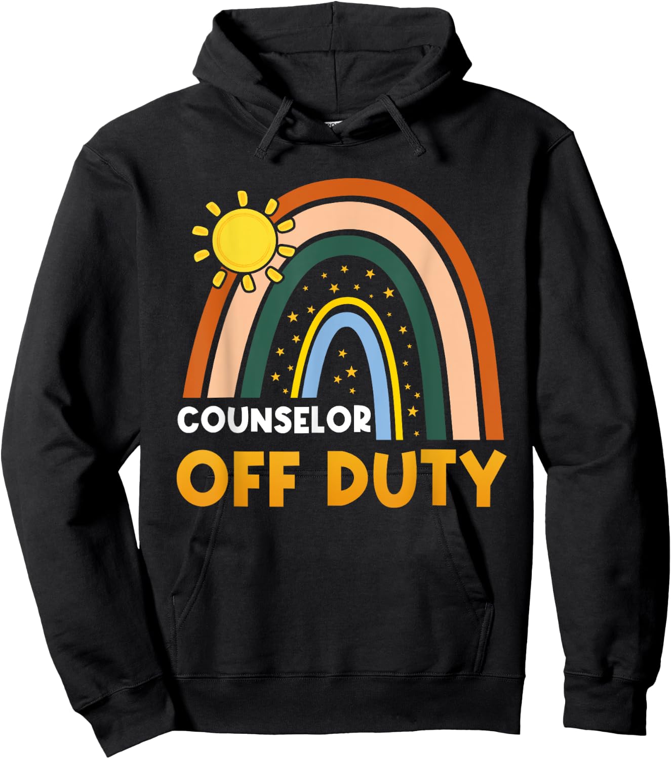 Rainbow Counselor Off Duty Happy Last Day Of School Summer Men Women Hoodie - Hoodie | Black
