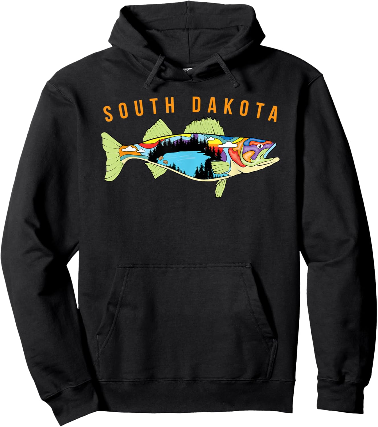 South Dakota Walleye Fishing Walleye Fish Fisherman Design Hoodie - Hoodie | Black