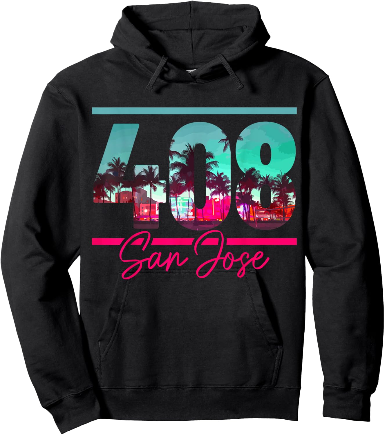San Jose California Area Code 408 Vintage Retro Hoodie - Hoodie | Black