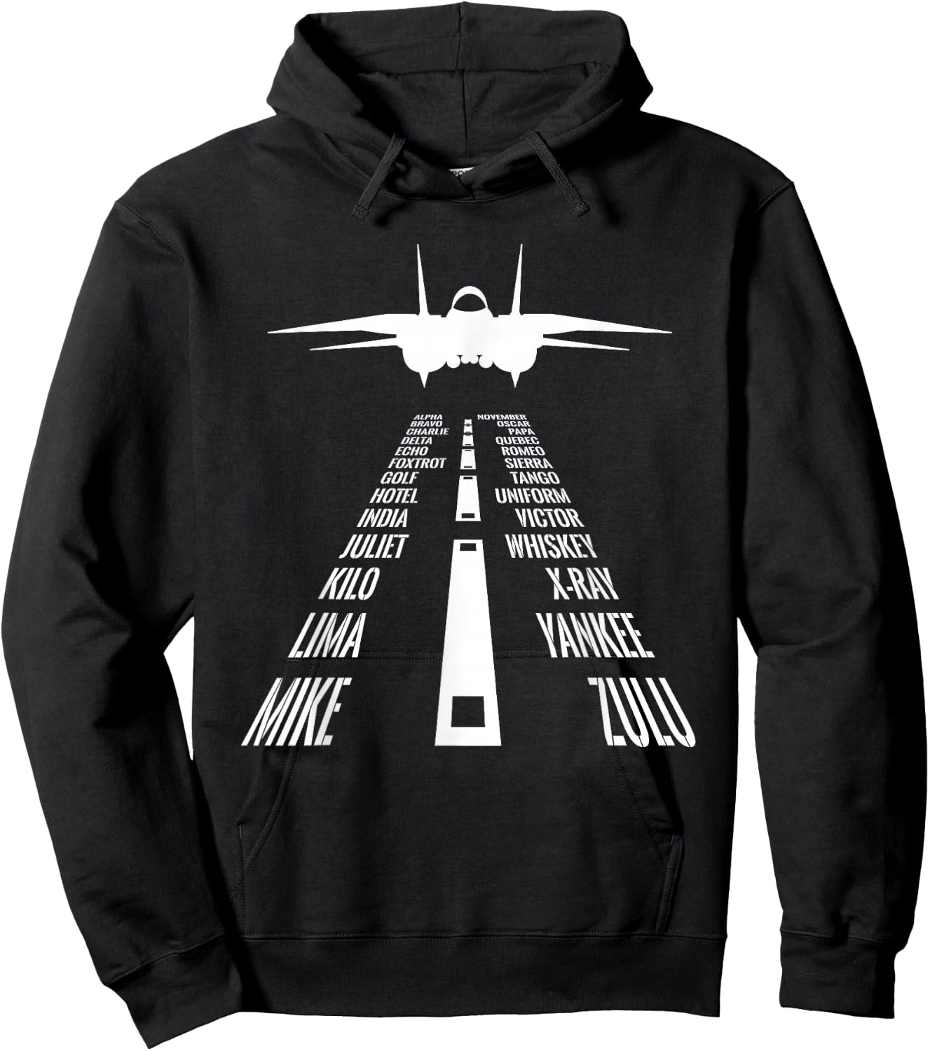 Flying F14 Tomcat Pilot Landing Phonetic Alphabet Runway Hoodie - Hoodie | Black