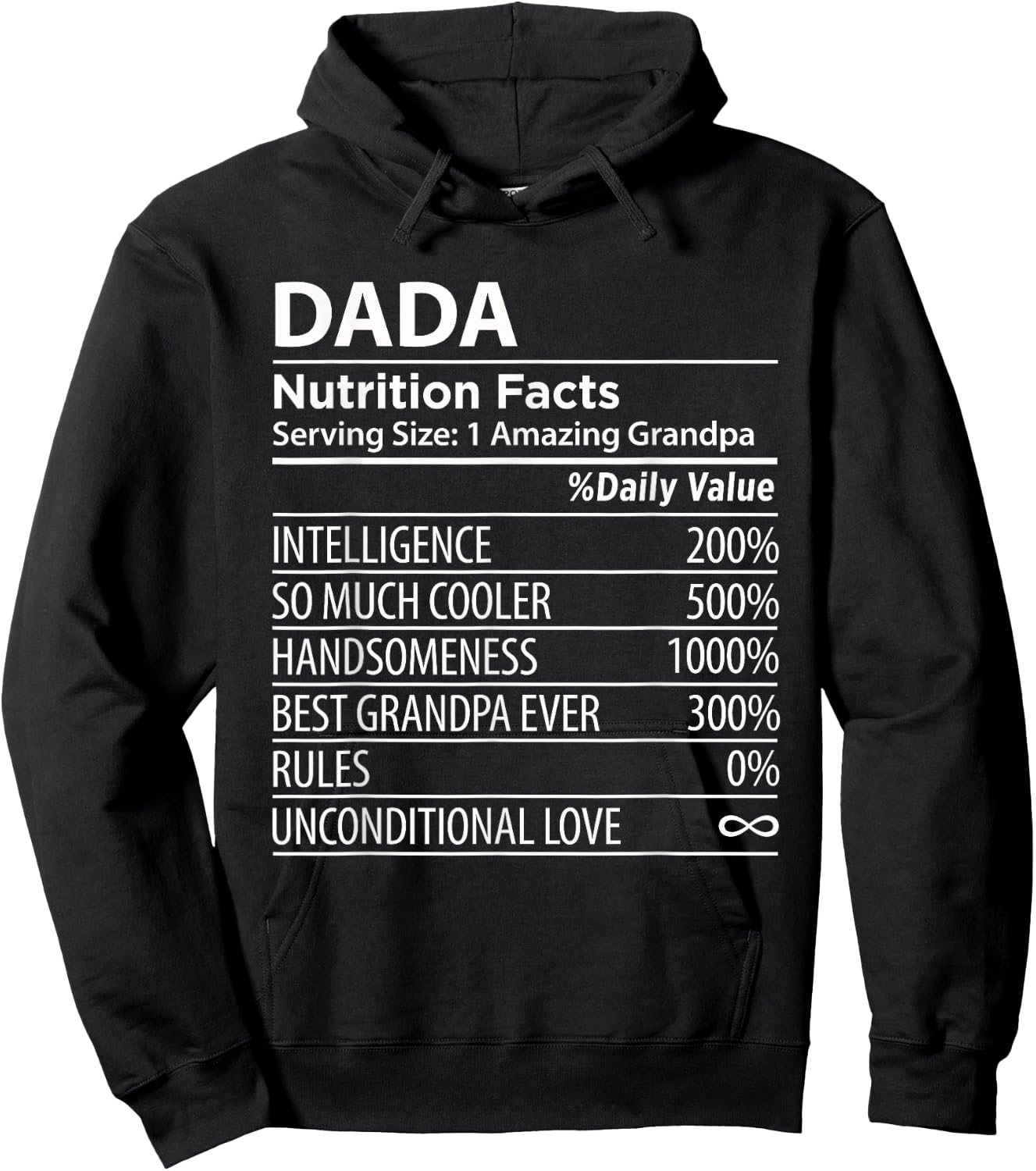 Dada Nutrition Facts | Funny Indian Grandpa Hoodie - Hoodie | Black