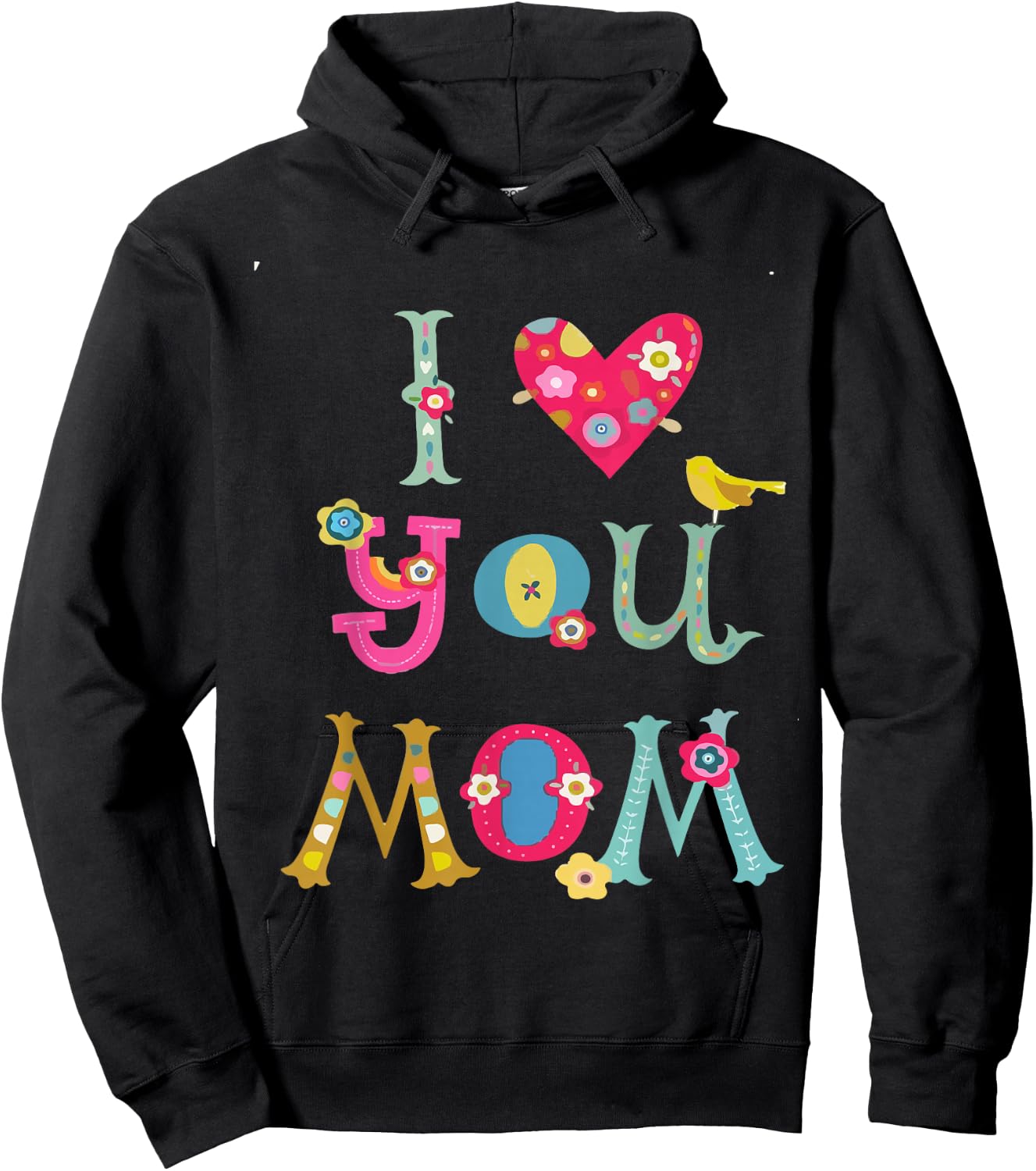 I LOVE YOU MOM Cute Mom Mothers Day Hoodie - Hoodie | Black