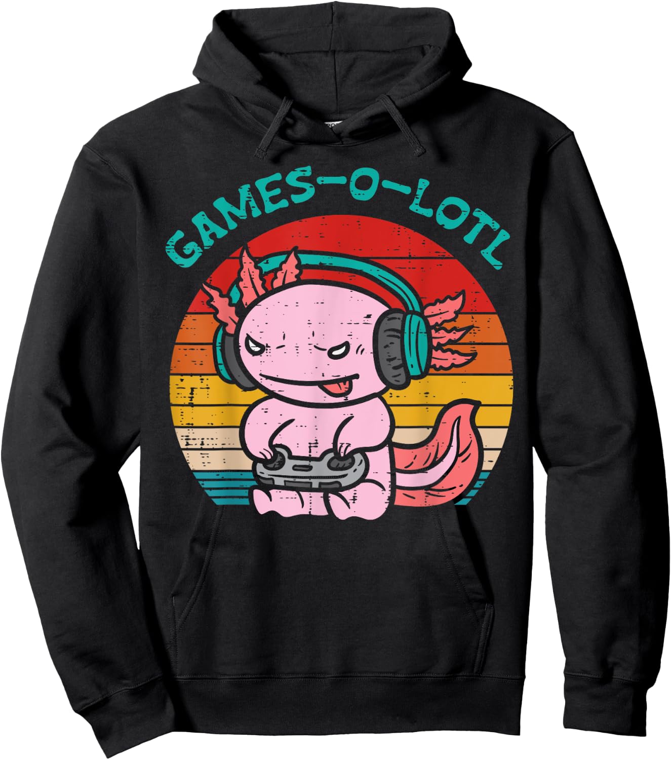 Games-O-Lotl Axalotl Gaming Funny Video Game Gamer Boys Kids Hoodie - Hoodie | Black