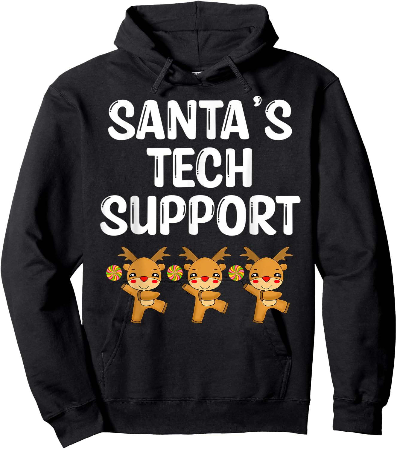 Santa's tech support Christmas IT computer Funny reindeer Hoodie - Hoodie | Black